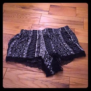 Black and white printed shorts.